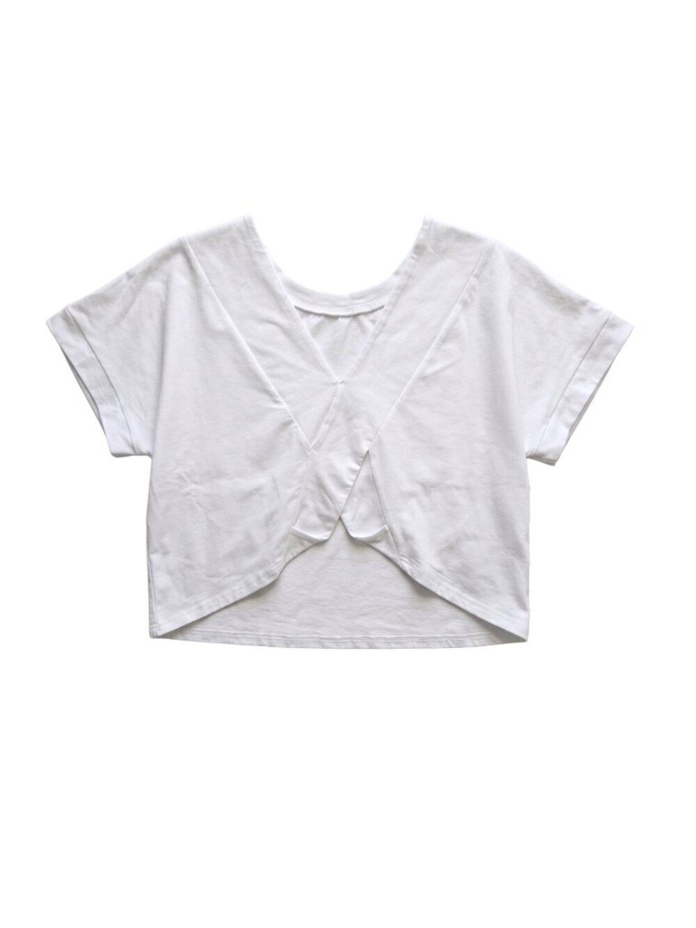 NWT | LILYCOCO White Criss-Cross Overlap Short Sleeve Crop Top Large